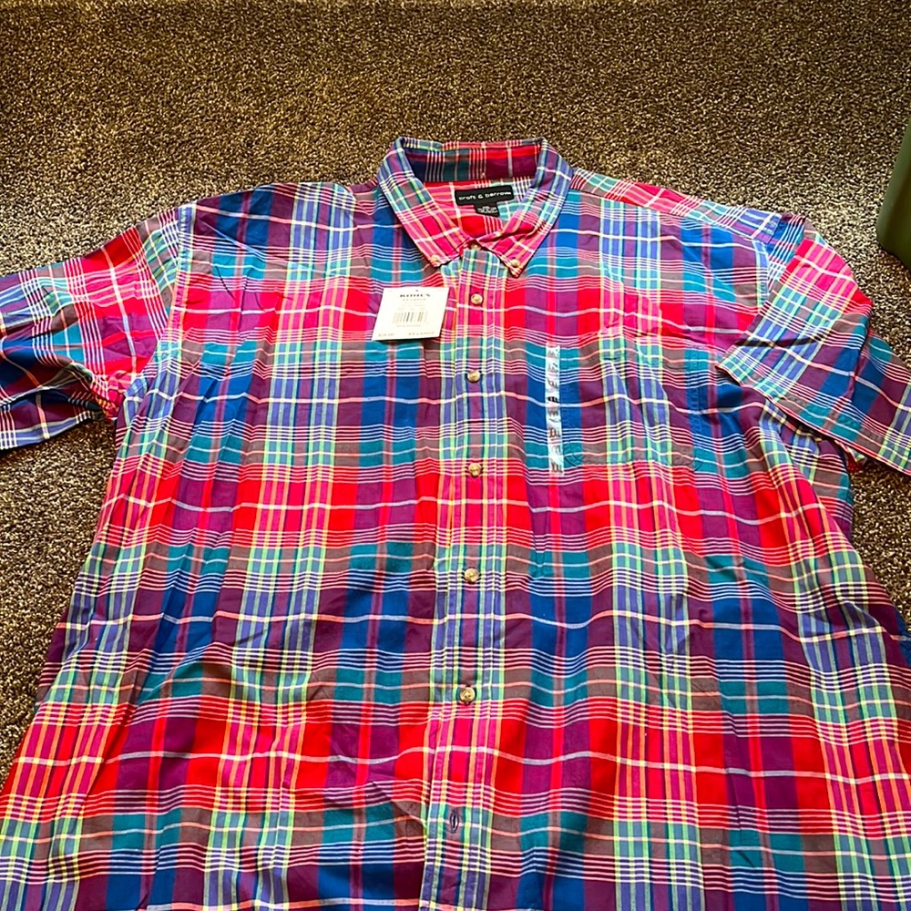 NWT Croft & Barrow Plaid Button-down Shirt, short sleeve 2XL